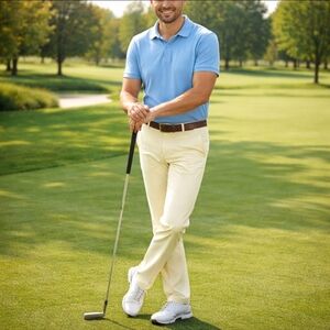 New Yellow Pants Alan Flusser Buttery Chinos Golf Flat-Front Pants W36 L30